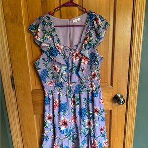 Parker Floral Dress in Purple and Blue